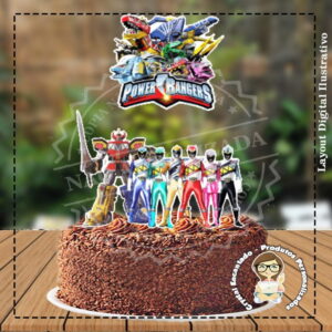 Topo de Bolo Power Rangers - Ref 3303 - Arquivo Digital