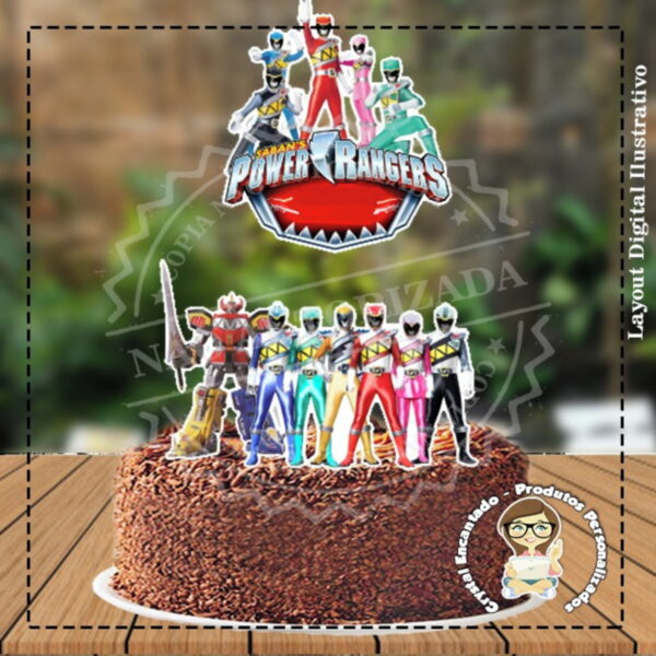 Topo de Bolo Power Rangers - Ref 3304 - Arquivo Digital
