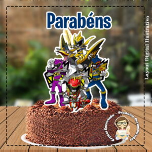 Topo de Bolo Power Rangers - Ref 4138 Arquivo Digital