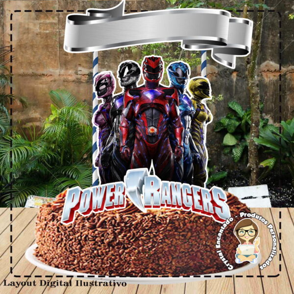 Topo de Bolo Power Rangers - Ref 4763 Arquivo Digital