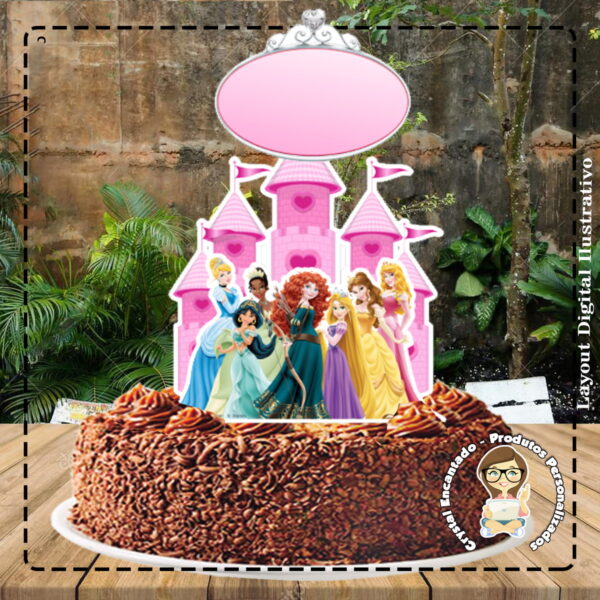 Topo de Bolo Princesa Disney - Ref 1343 Arquivo Digital