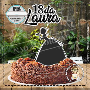 Topo de Bolo Princesa Silhoueta - Ref 1342 Arquivo Digital