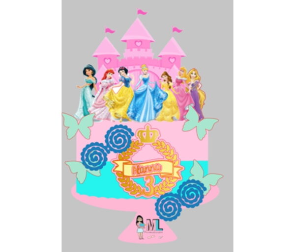 Topo de Bolo Princesas - Arquivo Digital Topper 019