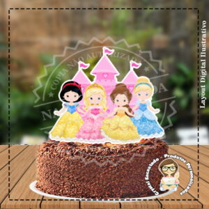 TOPO DE BOLO PRINCESAS CASTELO - REF 3388 ARQUIVO DIGITAL