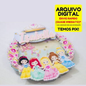 Topo de Bolo Princesas Circular Shaker - Arquivo(*#9)