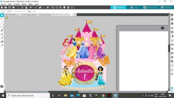 Topo de Bolo Princesas Castelo em "camadas * Arq de Corte*