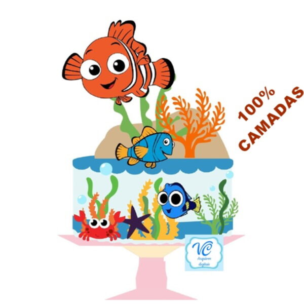 Topo de Bolo Procurando Nemo - ARQUIVO DE CORTE