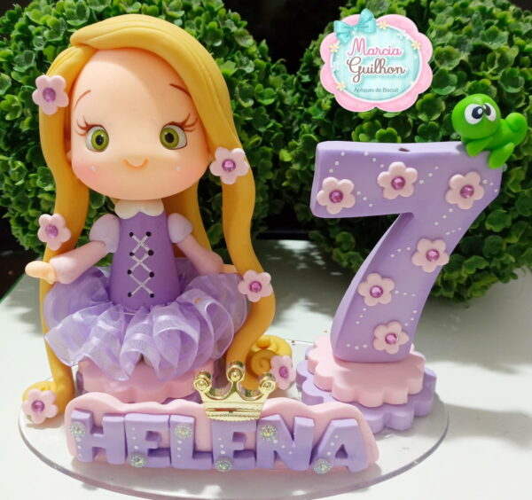 Topo de Bolo Rapunzel