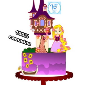 ARQUIVO CORTE Topo de Bolo Rapunzel - CAMADAS