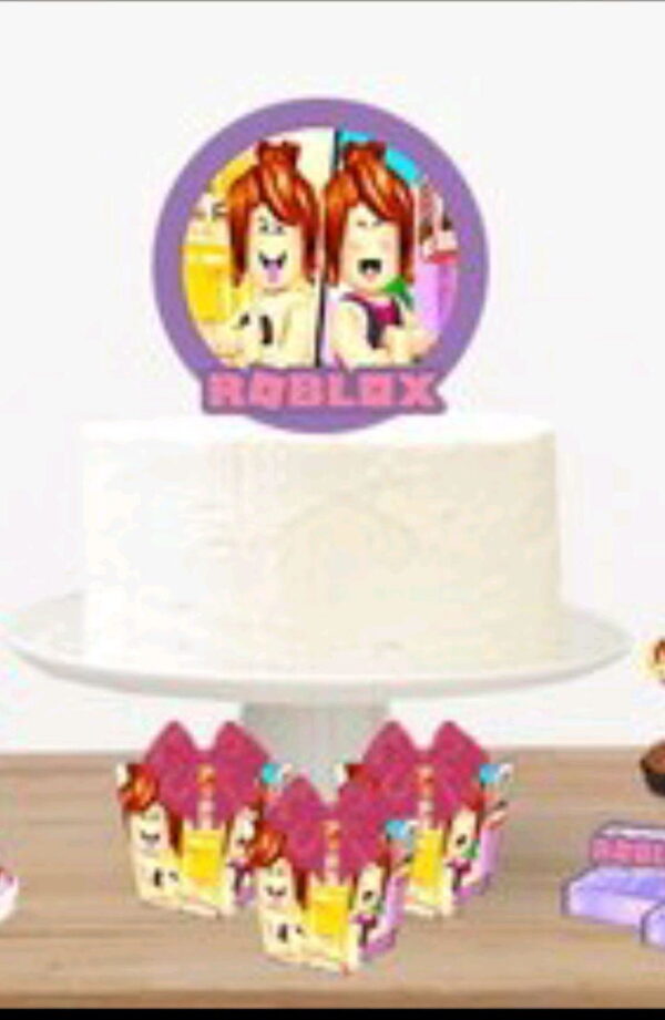 Topo de Bolo Roblox Girl + 4 Arquivos a Sua Escolha