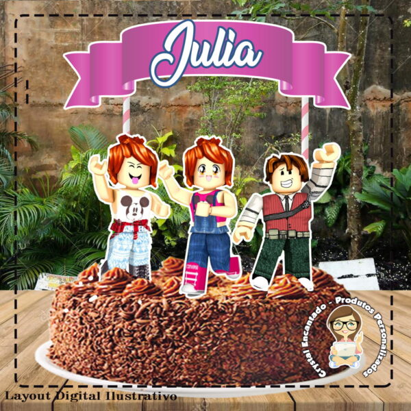 Topo de Bolo Roblox Julia Minegirl -ref 1882 Arquivo Digital