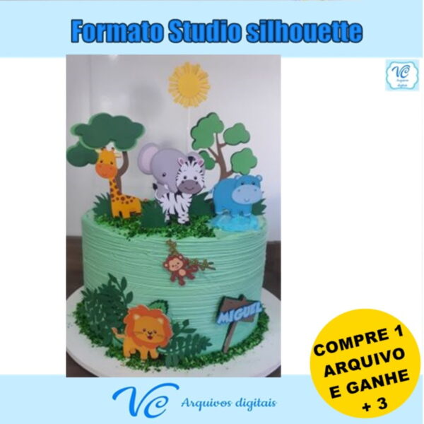 Topo De Bolo Safari -arquivo De Corte - 432