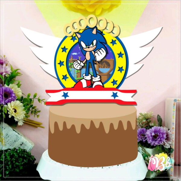 Topo de Bolo Shaker Sonic + 4 ARQUIVOS A SUA ESCOLHA