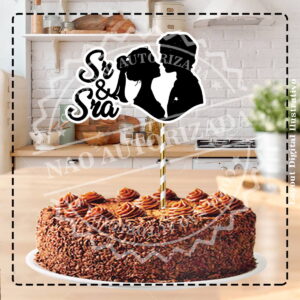 TOPO DE BOLO SILHOUETA CASAL - ARQUIVO DIGITAL