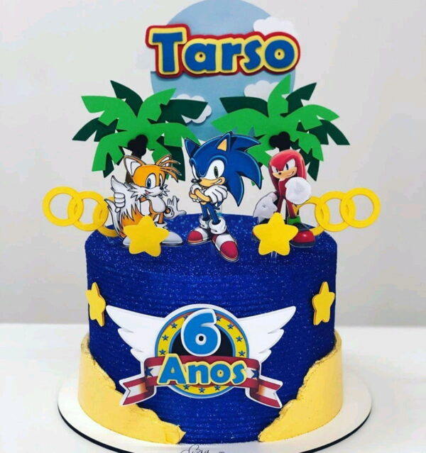 Topo de Bolo Sonic 4+ 4 Arquivos a Sua Escolha