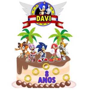 Topo de Bolo Sonic 5 + 4 Arquivos a Sua Escolha