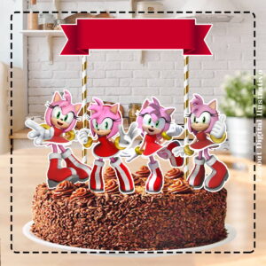 TOPO DE BOLO SONIC AMY ROSE - ARQUIVO DIGITAL