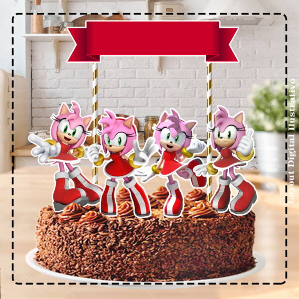 TOPO DE BOLO SONIC AMY ROSE - ARQUIVO DIGITAL