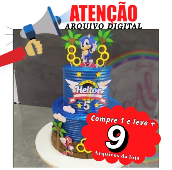 Topo de Bolo Sonic - Arquivo de corte - Image 3