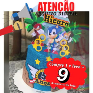 Arquivo de corte Topo de Bolo - Sonic