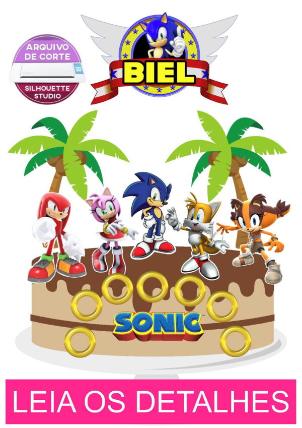 Topo de Bolo Sonic (Máquina Silhouette) - Image 2