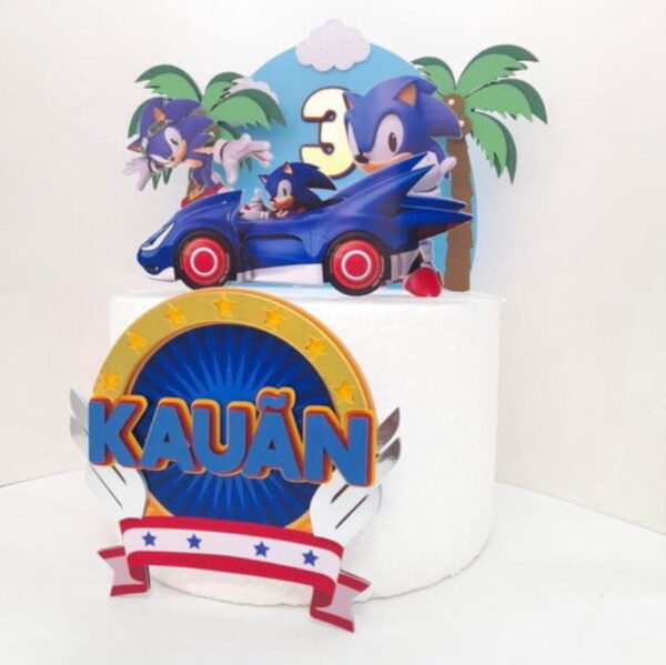 Topo de Bolo Sonic em 3d - Arquivo Digital - Image 2