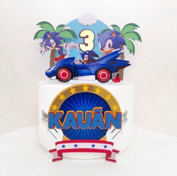 Topo de Bolo Sonic em 3d - Arquivo Digital