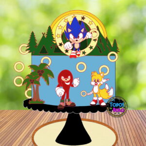 Topo de Bolo Sonic, Knuckles e Miles - Arquivo Digital