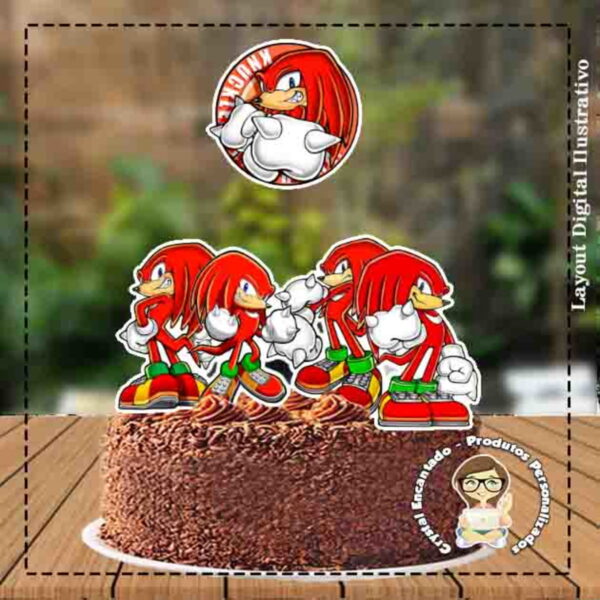 Topo de Bolo Sonic Knuckles - Ref 1600 Arquivo Digital