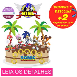 Topo de Bolo Sonic (Máquina Silhouette)