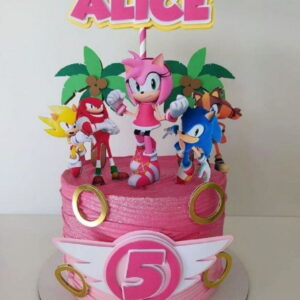 Topo de Bolo Sonic Menina + 4 Arquivos a Sua Escolha