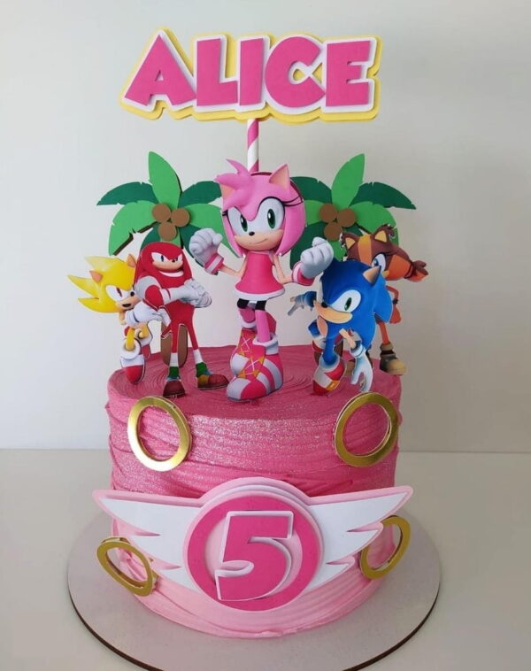Topo de Bolo Sonic Menina - Arquivo de Corte Studio/PDF