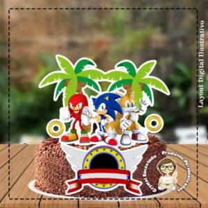 Topo de Bolo Sonic - Ref 1627 - Arquivo Digital