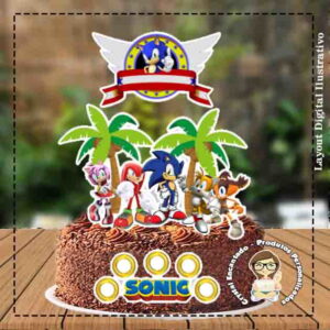 Topo De Bolo Sonic - Ref 1669 - Arquivo Digital