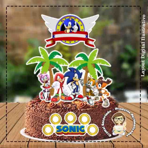 Topo De Bolo Sonic - Ref 1669 - Arquivo Digital