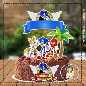 Topo de Bolo Sonic - Ref 3514 Arquivo Digital