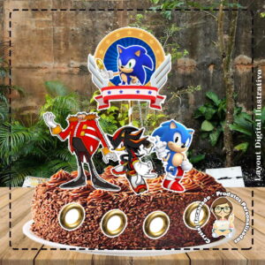 Topo De Bolo Sonic - Ref 1675 - Arquivo Digital