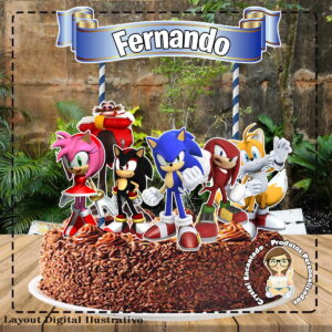 Topo De Bolo Sonic - Ref 1673 - Arquivo Digital