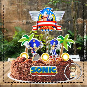 Topo De Bolo Sonic - Ref 1674 - Arquivo Digital