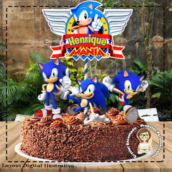 Topo De Bolo Sonic - Ref 1672 - Arquivo Digital