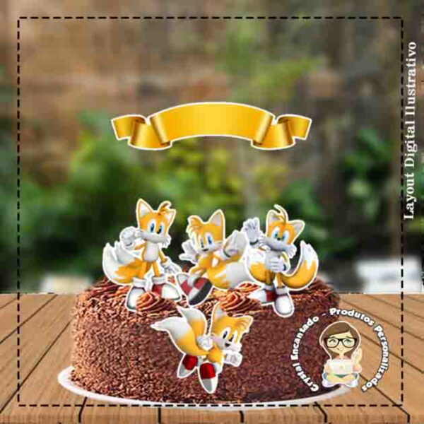 Topo de Bolo Sonic Tails - Ref 2860 Arquivo Digital