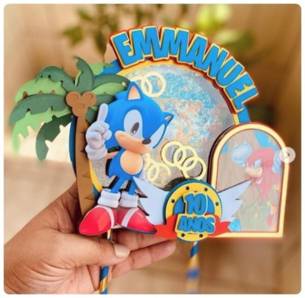 Topo de Bolo Sonic Unico - Arquivo Digital