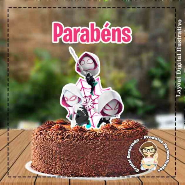 Topo de Bolo Spider Gwen - Ref 1475 Arquivo Digital