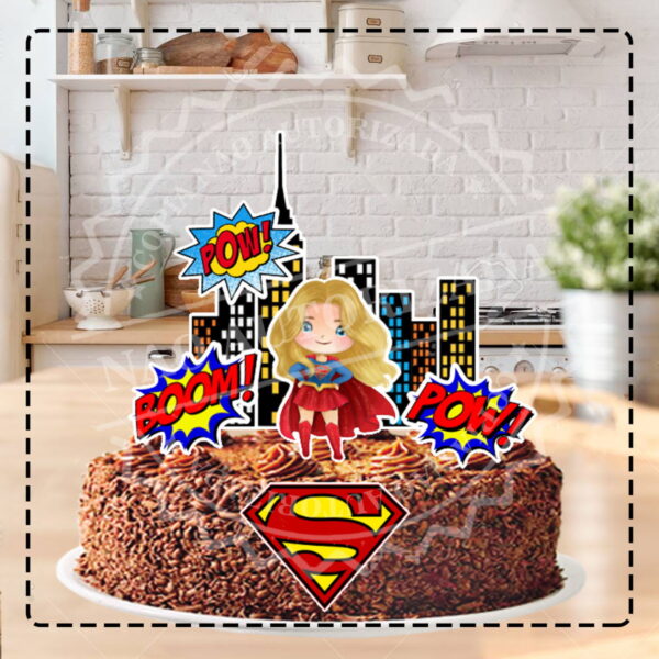 TOPO DE BOLO SUPER GIRL - ARQUIVO DIGITAL