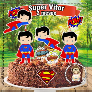 Topo de Bolo Super Homem Cute - Ref 5011 Arquivo Digital
