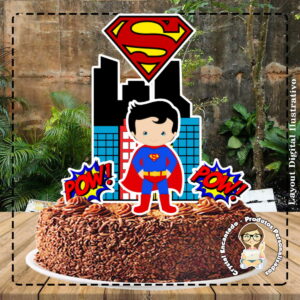 Topo de Bolo Super Homem Cute - Ref 5001 Arquivo Digital