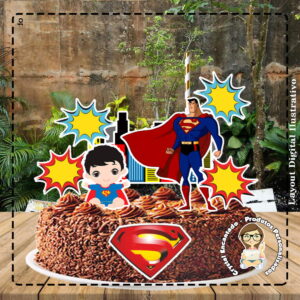 Topo de Bolo Super Homem Super Pai -ref 5012 Arquivo Digital