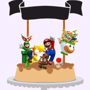 Topo de Bolo Super Mario + 4 Arquivos a Sua Escolha