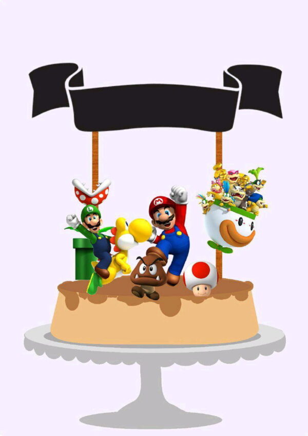 Topo de Bolo Super Mario + 4 Arquivos a Sua Escolha