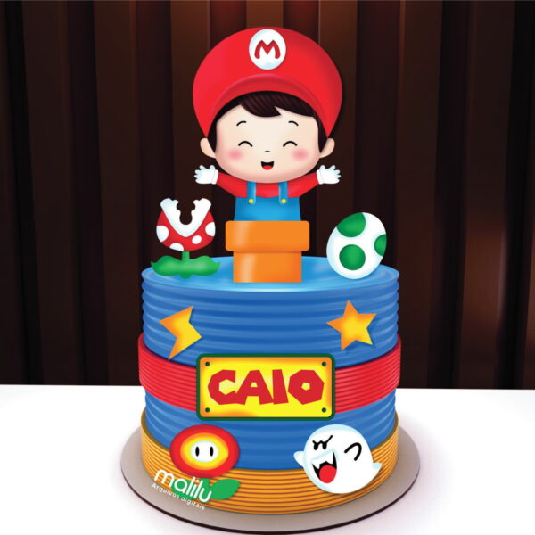 Topo de Bolo Super Mario Arquivo de Corte